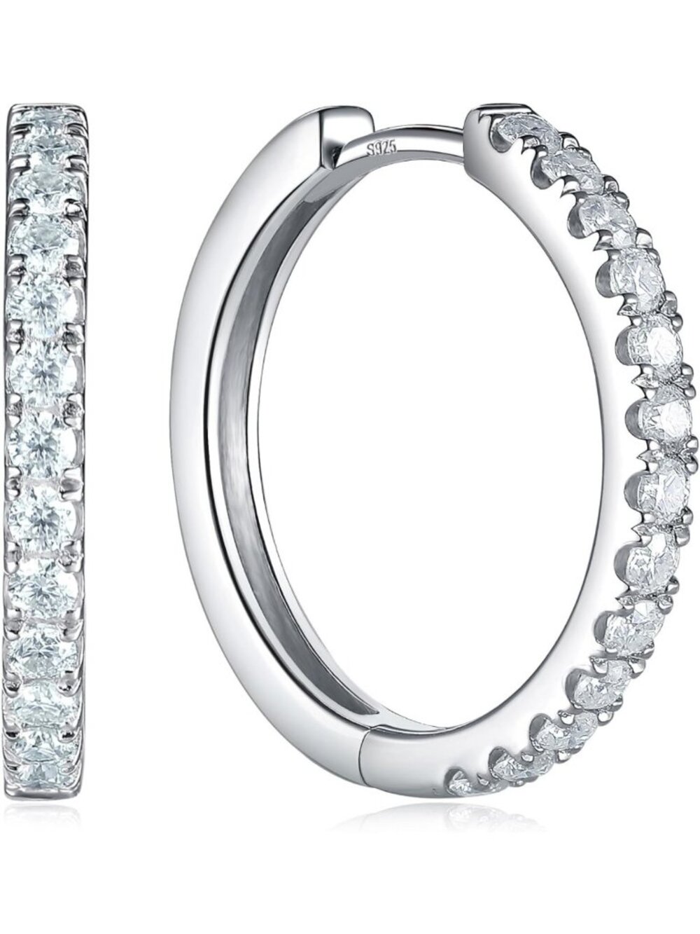 Small Moissanite Huggie Hoop Earrings in 925 Sterling Silver for Women & Men